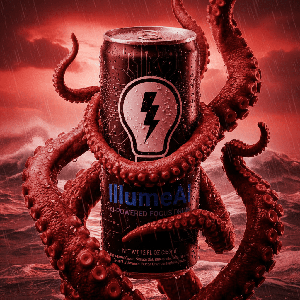 Farbe des Oktopus auf Rot ändern
Hintergrund: stürmischer Ozean mit rotem Himmel — Nachher